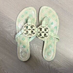 Tory Burch Mint Green Patterned Sandals